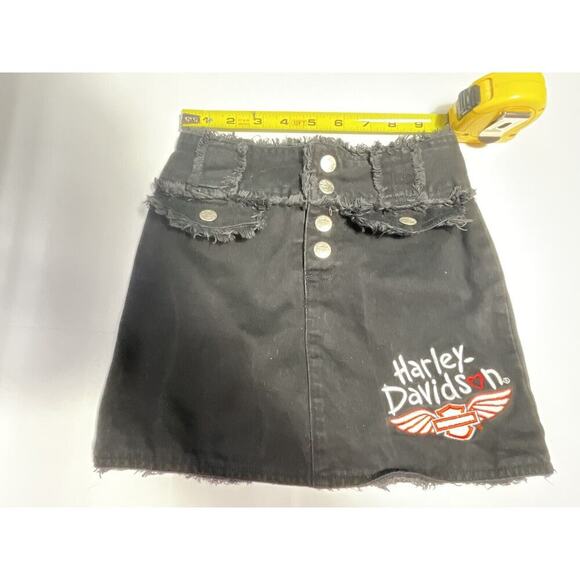 Harley Davidson Girls Distress Button Up Pocket Skirt Size 5 - Picture 2 of 7